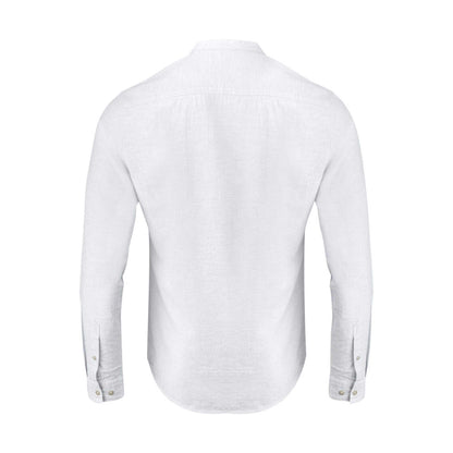 White - Back - James Harvest Mens Townsend Linen Blend Shirt