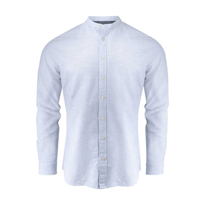 Light Blue - Front - James Harvest Mens Townsend Linen Blend Shirt