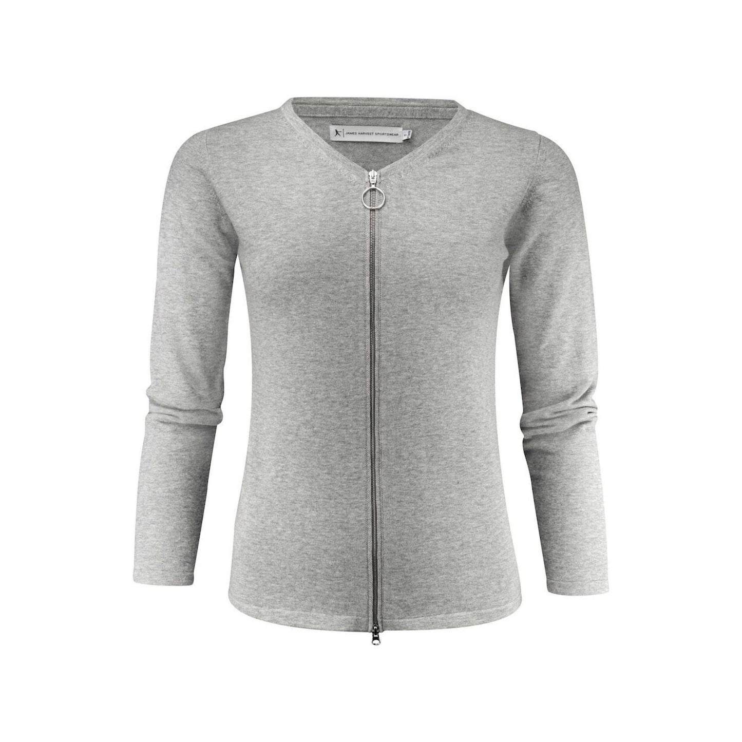 Grey Melange - Front - James Harvest Womens-Ladies Knitted Cardigan
