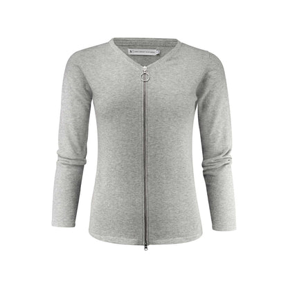 Grey Melange - Front - James Harvest Womens-Ladies Knitted Cardigan