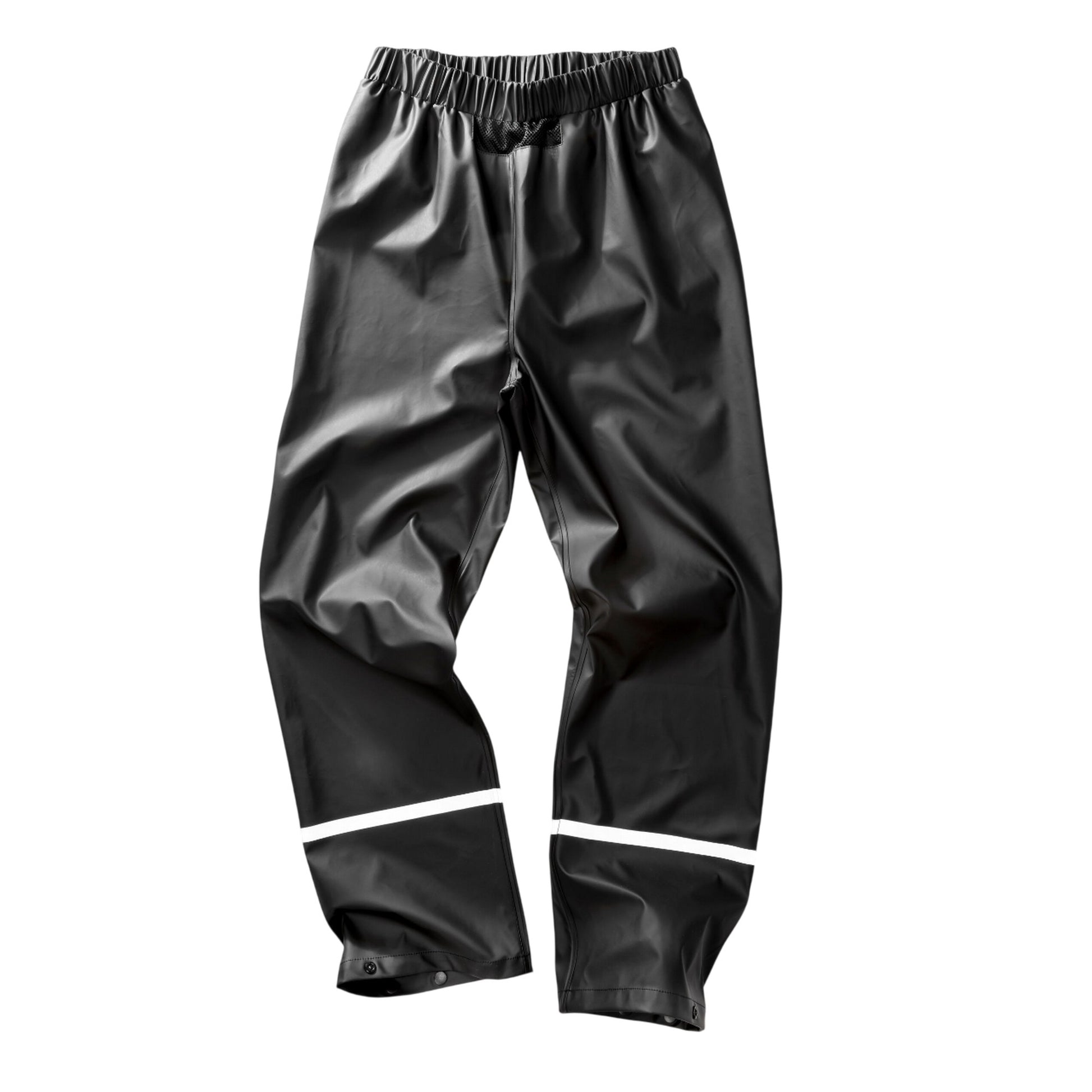 Black - Front - Result Recycled Mens PU Reflective Tape Waterproof Trousers