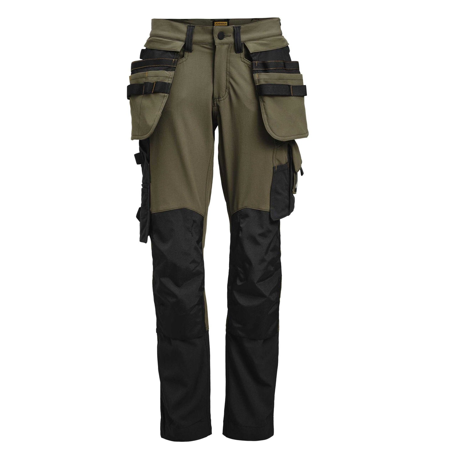 Olive Green-Black - Front - Jobman Womens-Ladies Craftsman Stretch Trousers