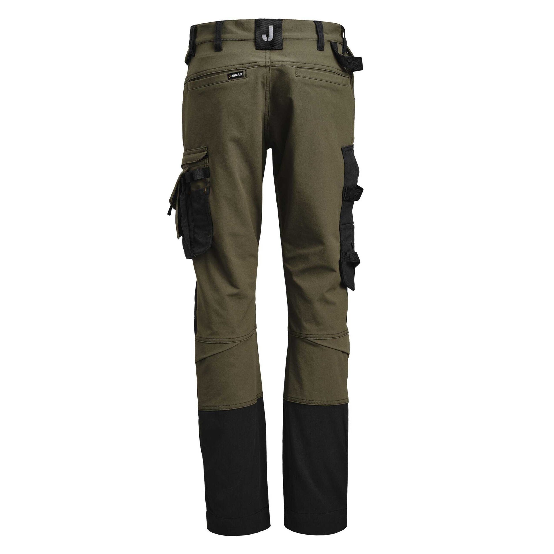 Olive Green-Black - Back - Jobman Womens-Ladies Craftsman Stretch Trousers