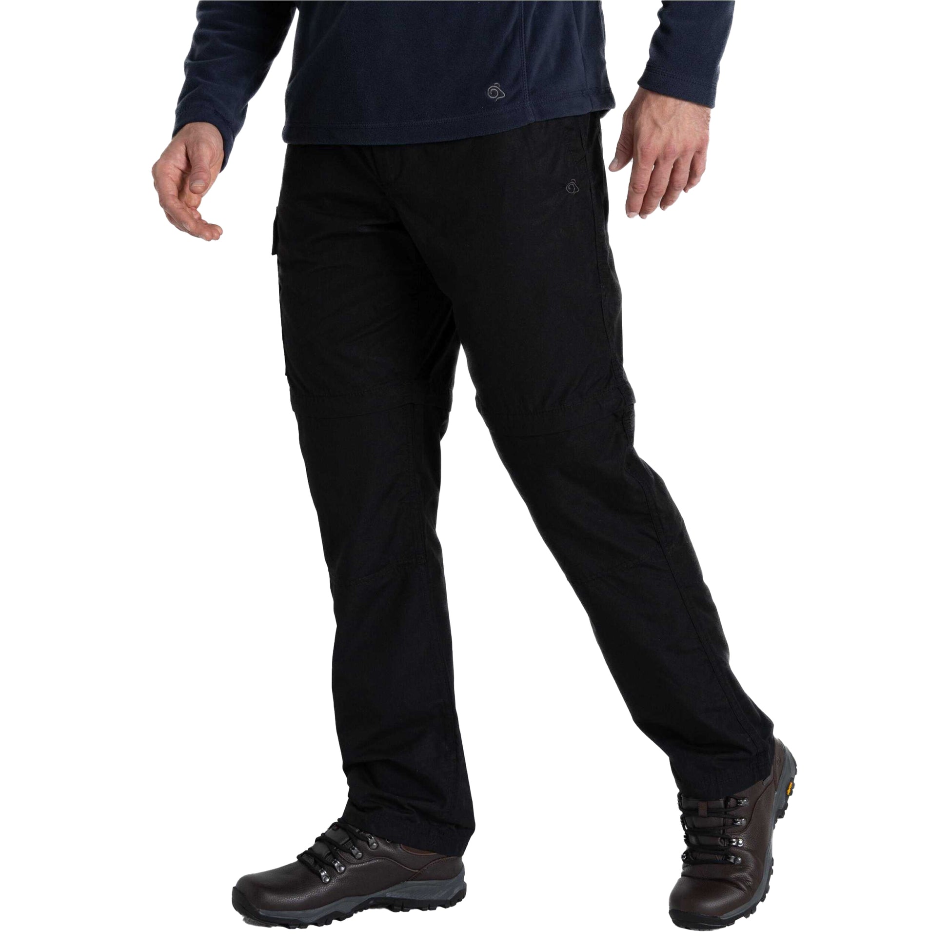 Black - Side - Craghoppers Expert Mens Kiwi Convertible Tailored Trousers
