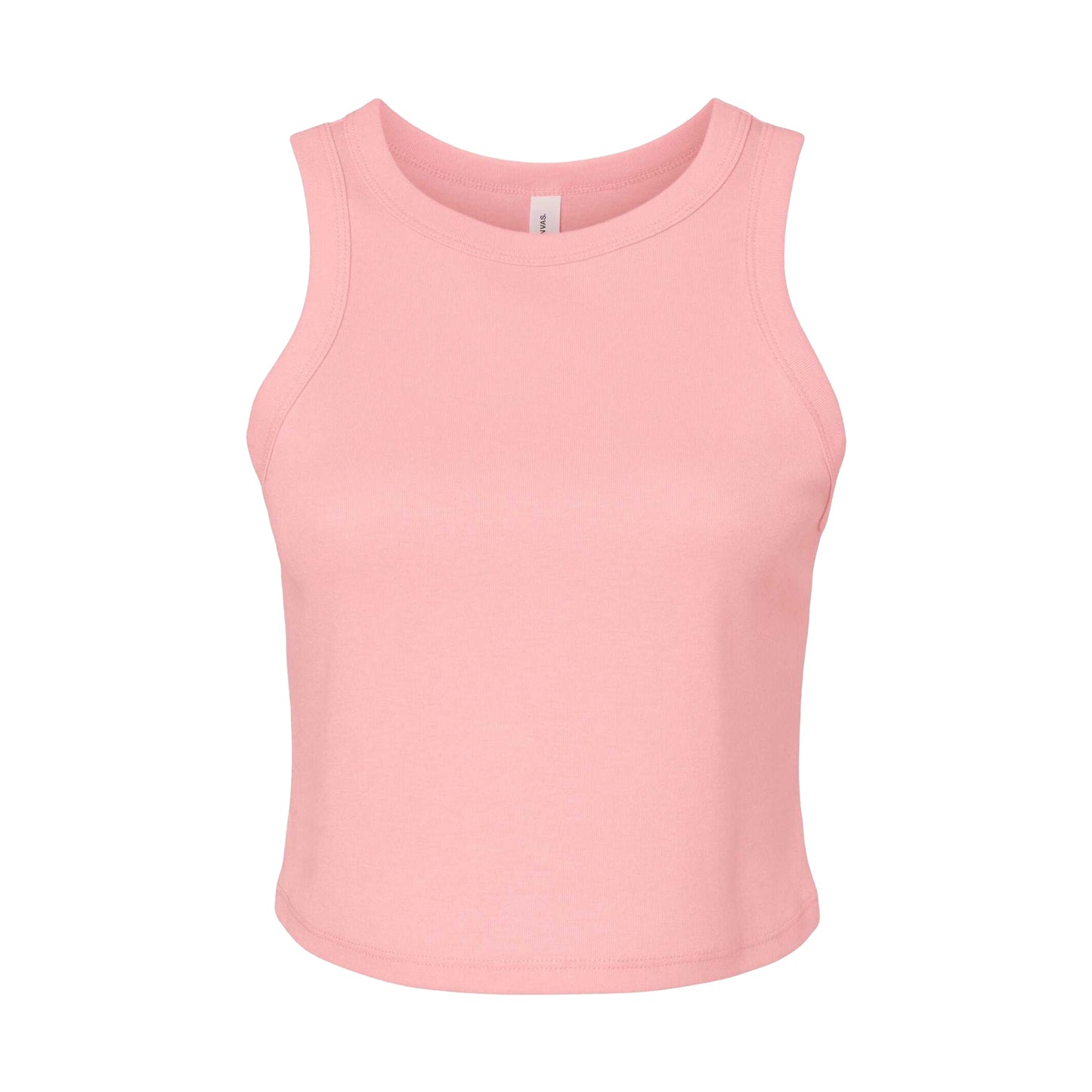 Solid Pink - Front - Bella + Canvas Womens-Ladies Micro-Rib Racerback Tank Top