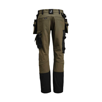 Olive Green-Black - Back - Jobman Mens Craftsman 4 Way Stretch Trousers