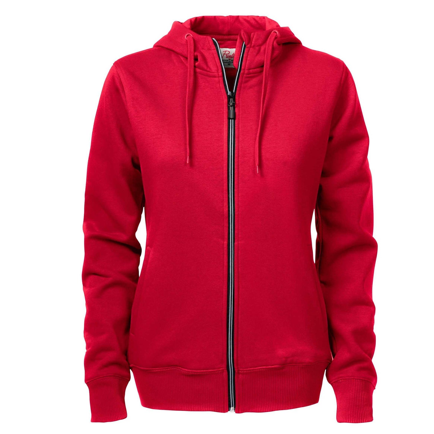 Red - Front - Printer Womens-Ladies Overhead Full Zip Hoodie