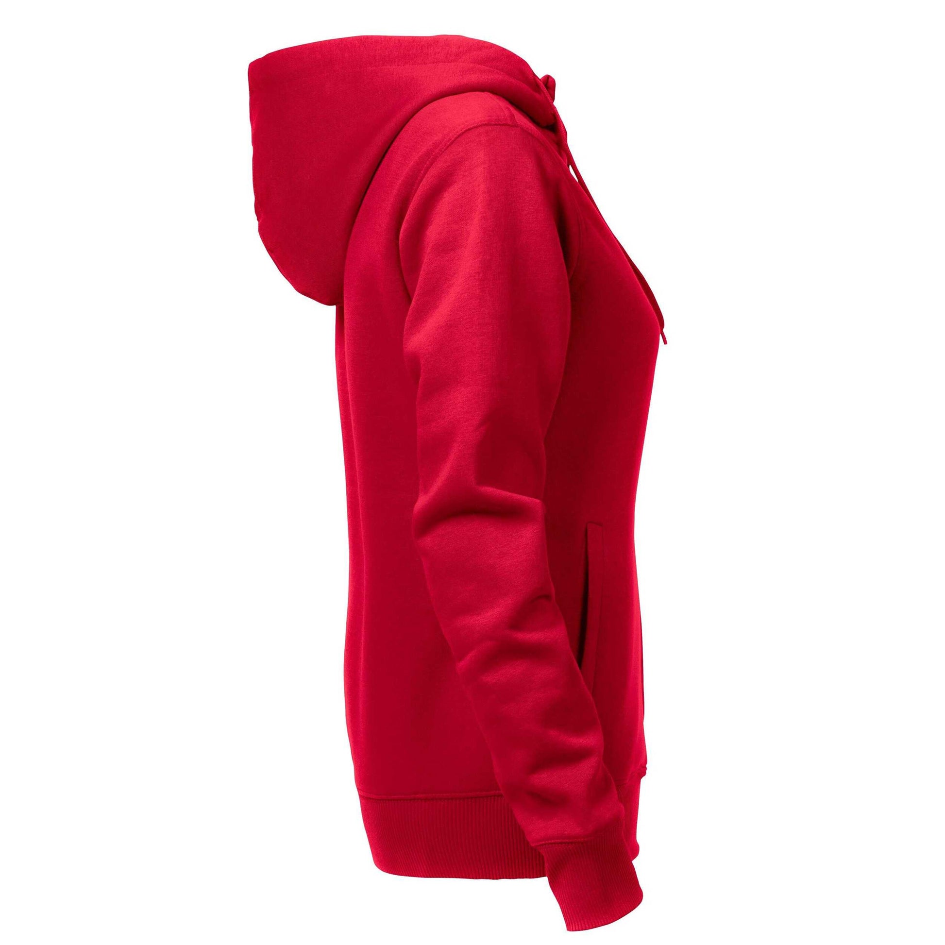 Red - Side - Printer Womens-Ladies Overhead Full Zip Hoodie