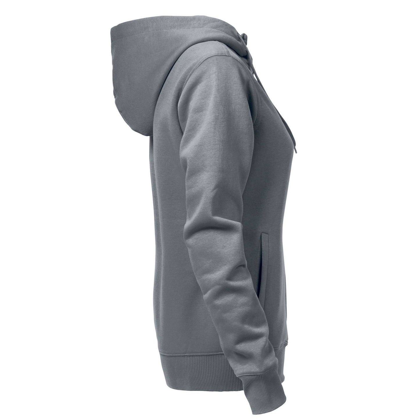 Steel Grey - Side - Printer Womens-Ladies Overhead Full Zip Hoodie