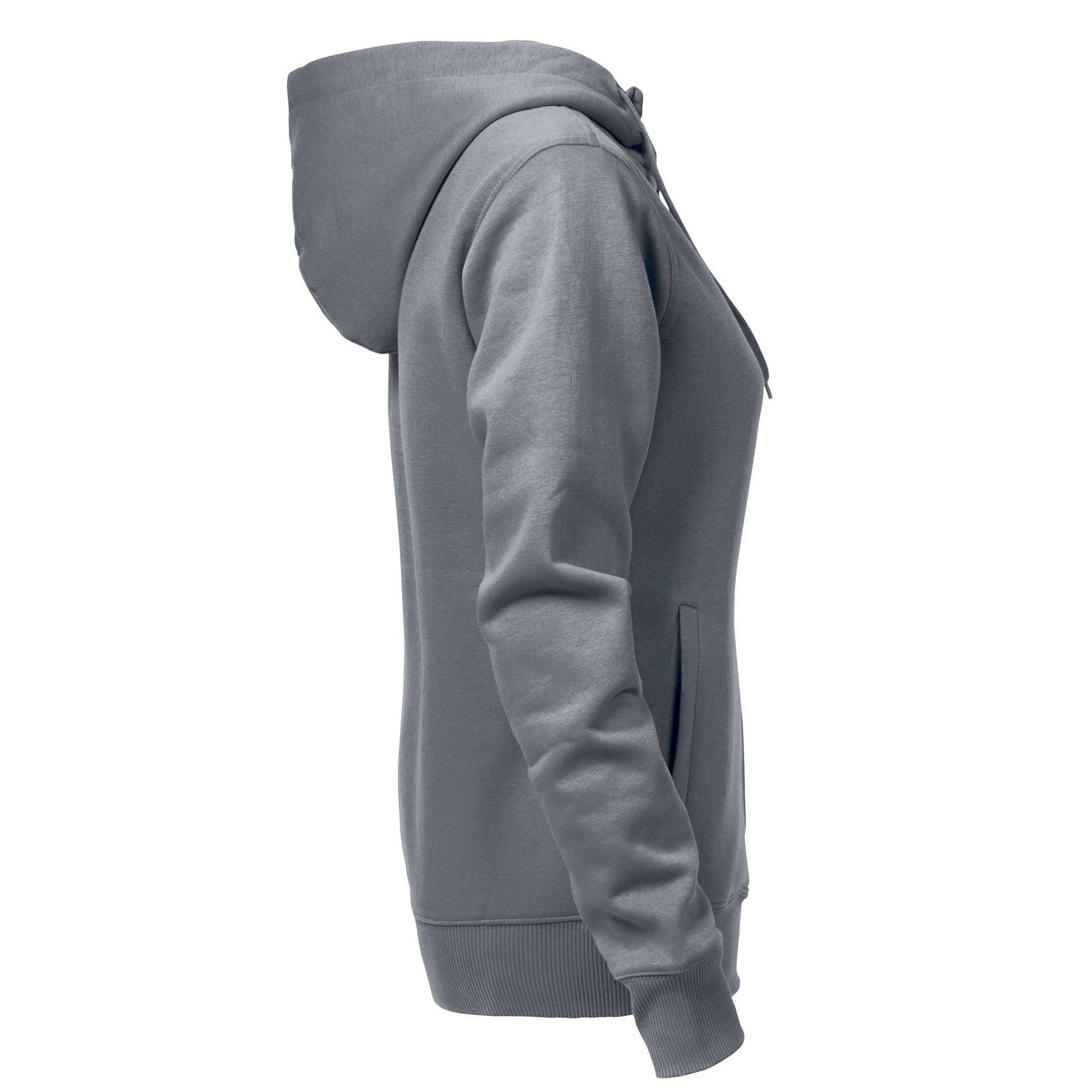 Steel Grey - Side - Printer Womens-Ladies Overhead Full Zip Hoodie