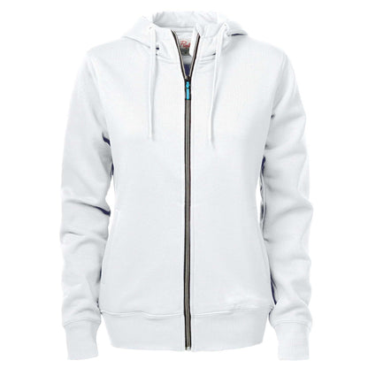 White - Front - Printer Womens-Ladies Overhead Full Zip Hoodie