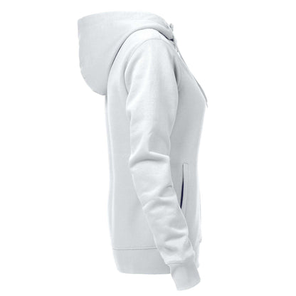 White - Side - Printer Womens-Ladies Overhead Full Zip Hoodie