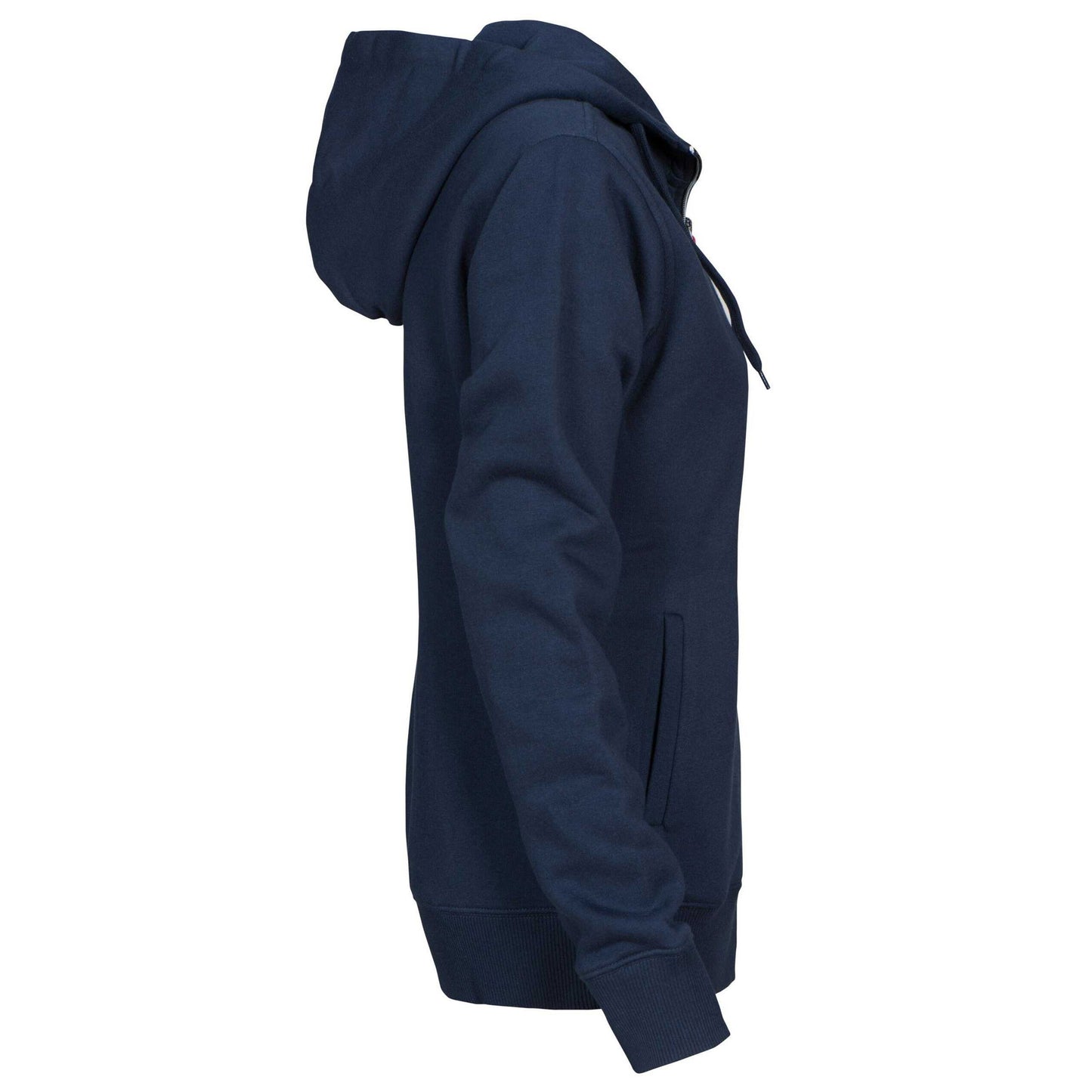 Navy - Side - Printer Womens-Ladies Overhead Full Zip Hoodie