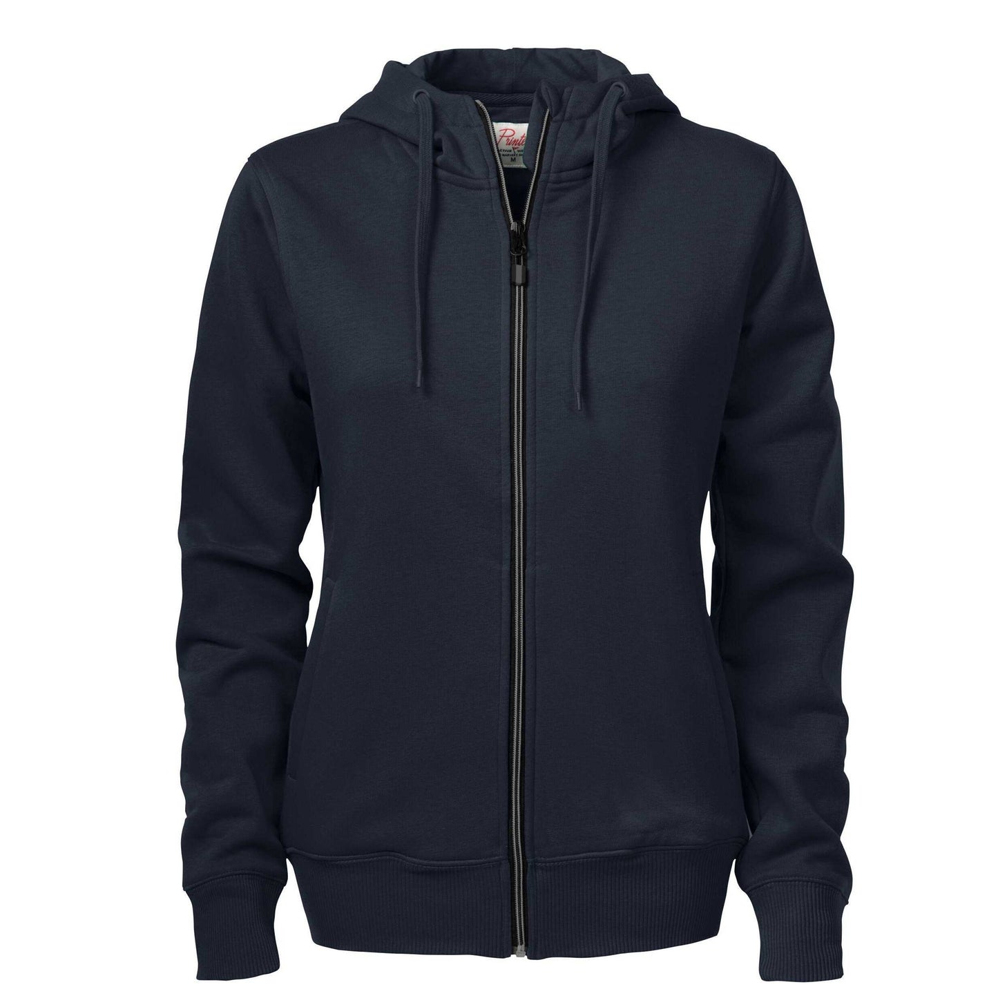 Dark Navy - Front - Printer Womens-Ladies Overhead Full Zip Hoodie