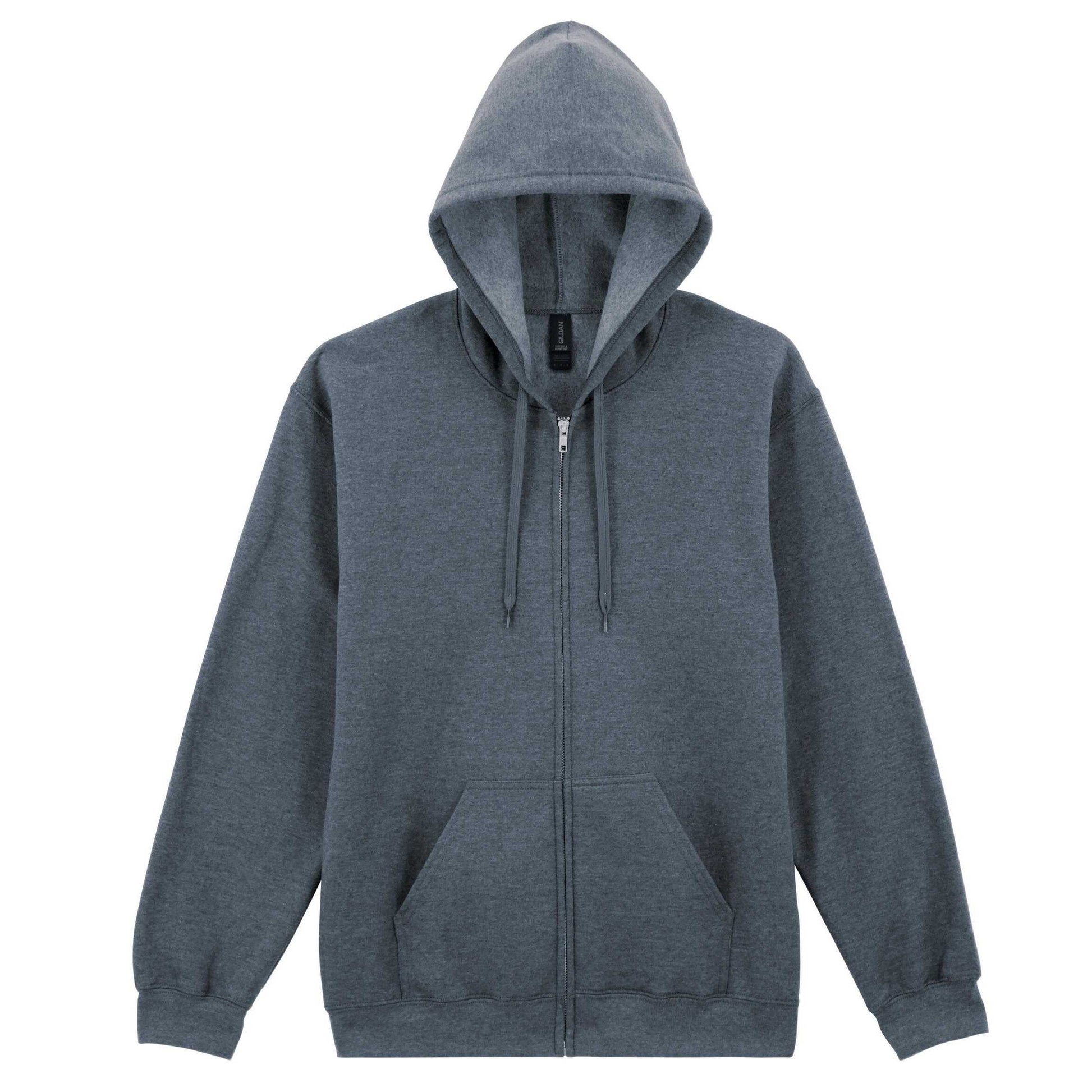Dark Heather - Front - Gildan Unisex Adult Fleece Midweight Full Zip Hoodie