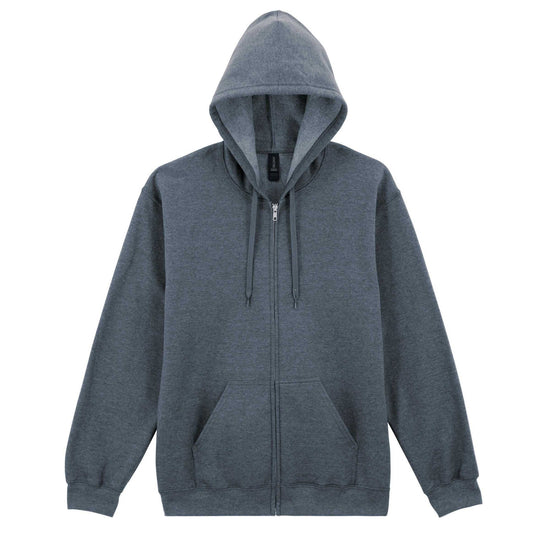 Dark Heather - Front - Gildan Unisex Adult Fleece Midweight Full Zip Hoodie