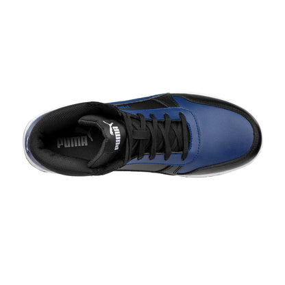 Blue-Black - Side - Puma Safety Unisex Adult Frontcourt Leather Mid Cut Safety Shoes