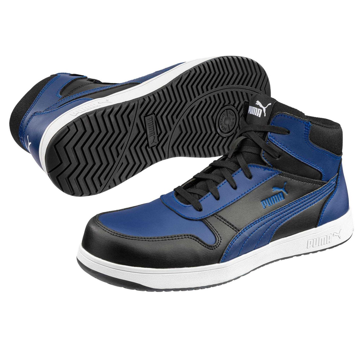 Blue-Black - Lifestyle - Puma Safety Unisex Adult Frontcourt Leather Mid Cut Safety Shoes