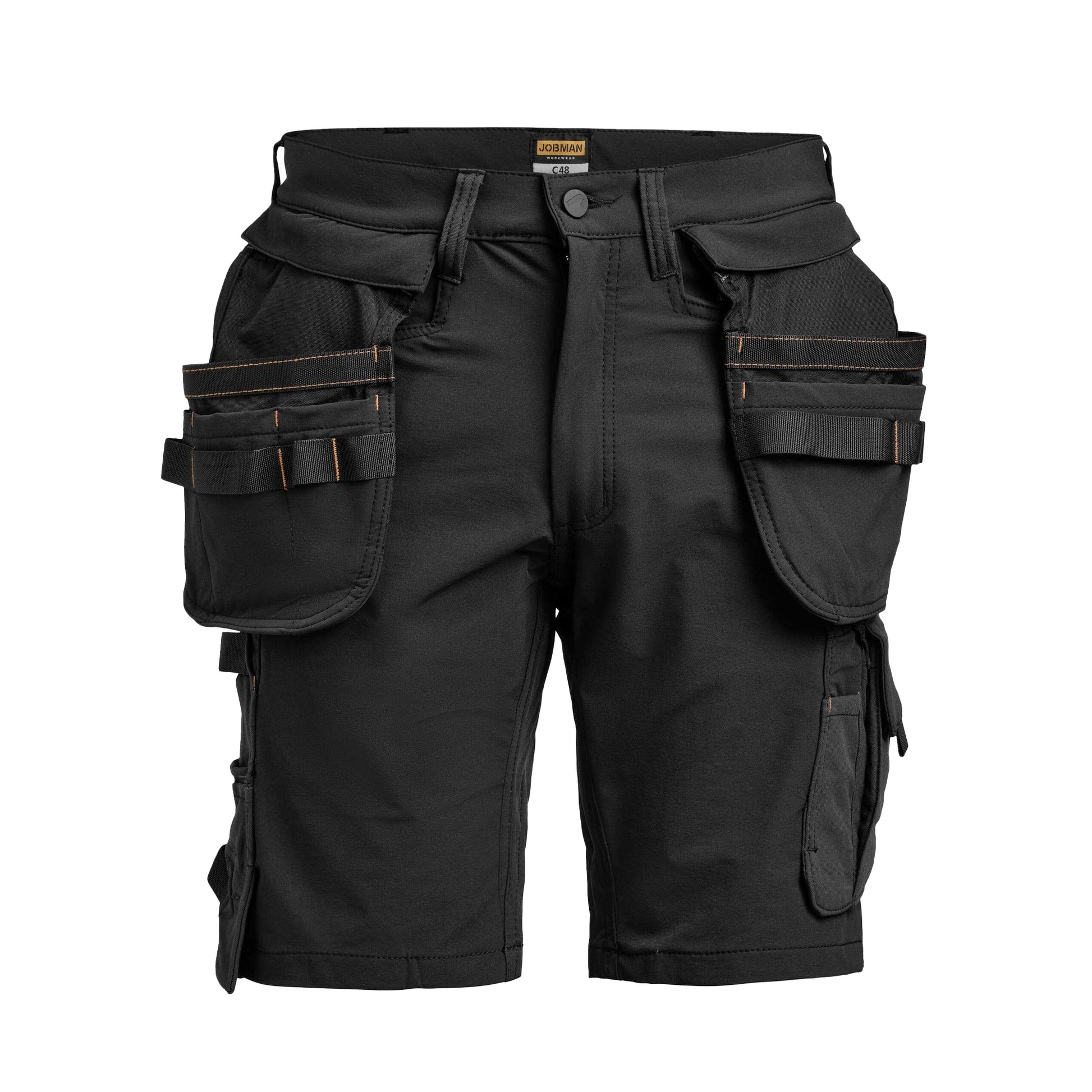 Black - Front - Jobman Mens Craftsman 4 Way Stretch Shorts