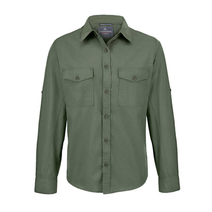 Dark Cedar Green - Front - Craghoppers Expert Mens Kiwi Long-Sleeved Shirt
