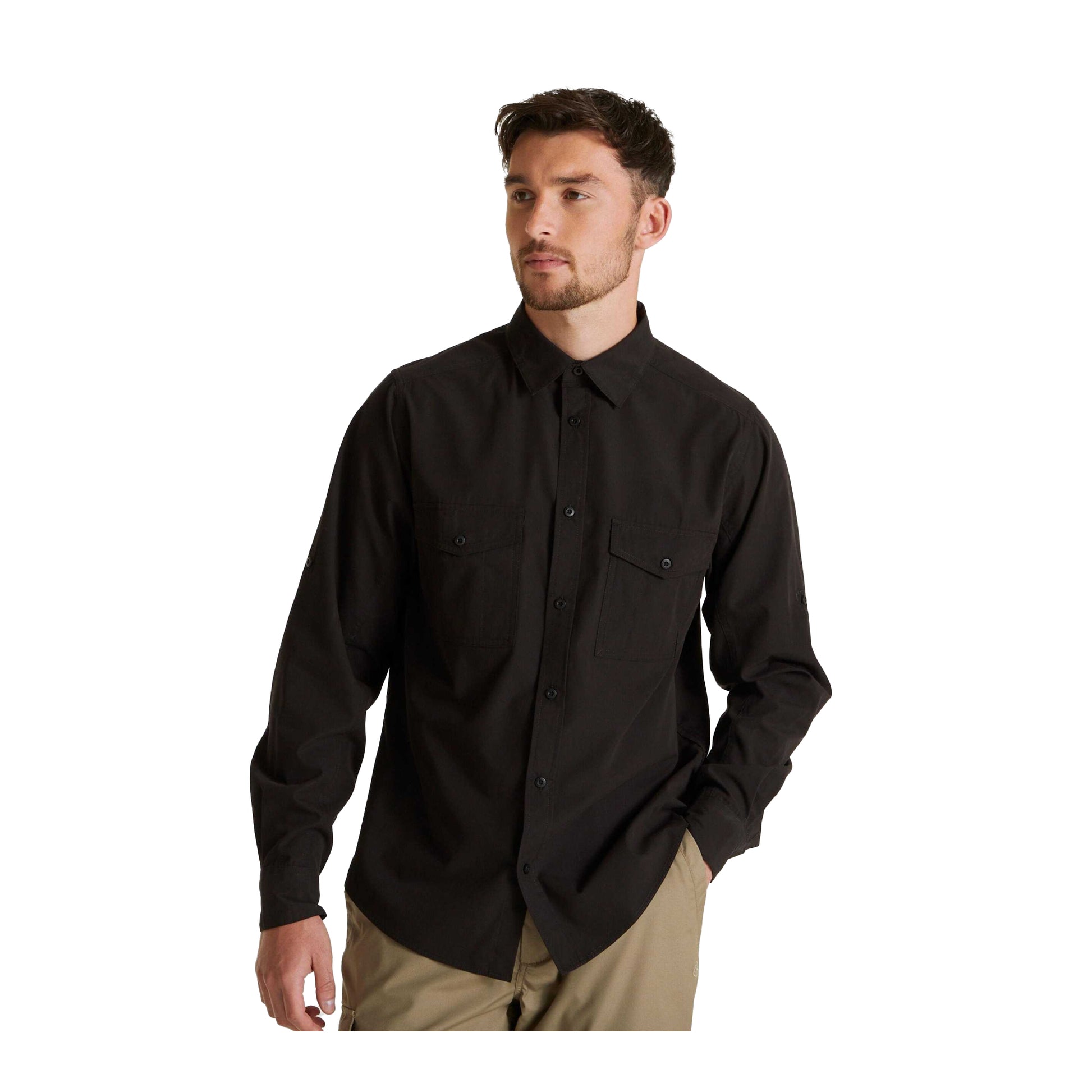 Black - Pack Shot - Craghoppers Expert Mens Kiwi Long-Sleeved Shirt