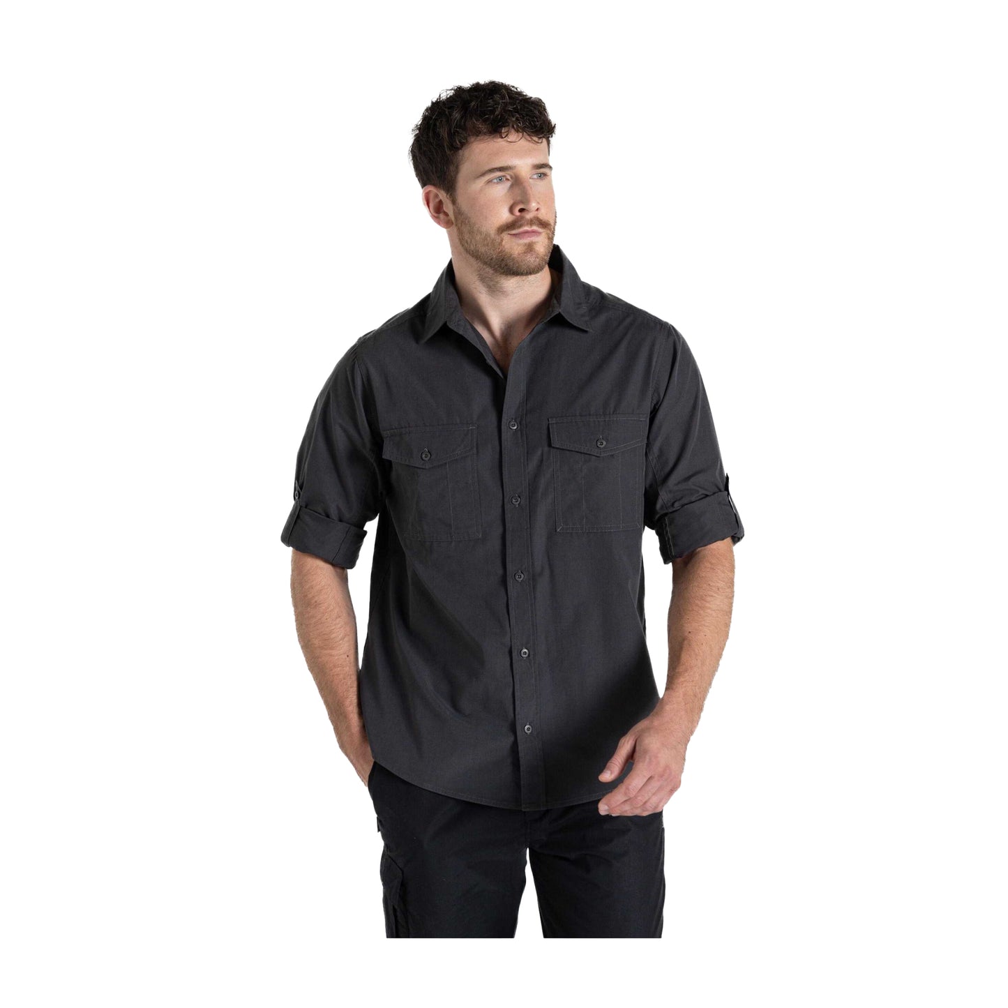 Carbon Grey - Pack Shot - Craghoppers Expert Mens Kiwi Long-Sleeved Shirt