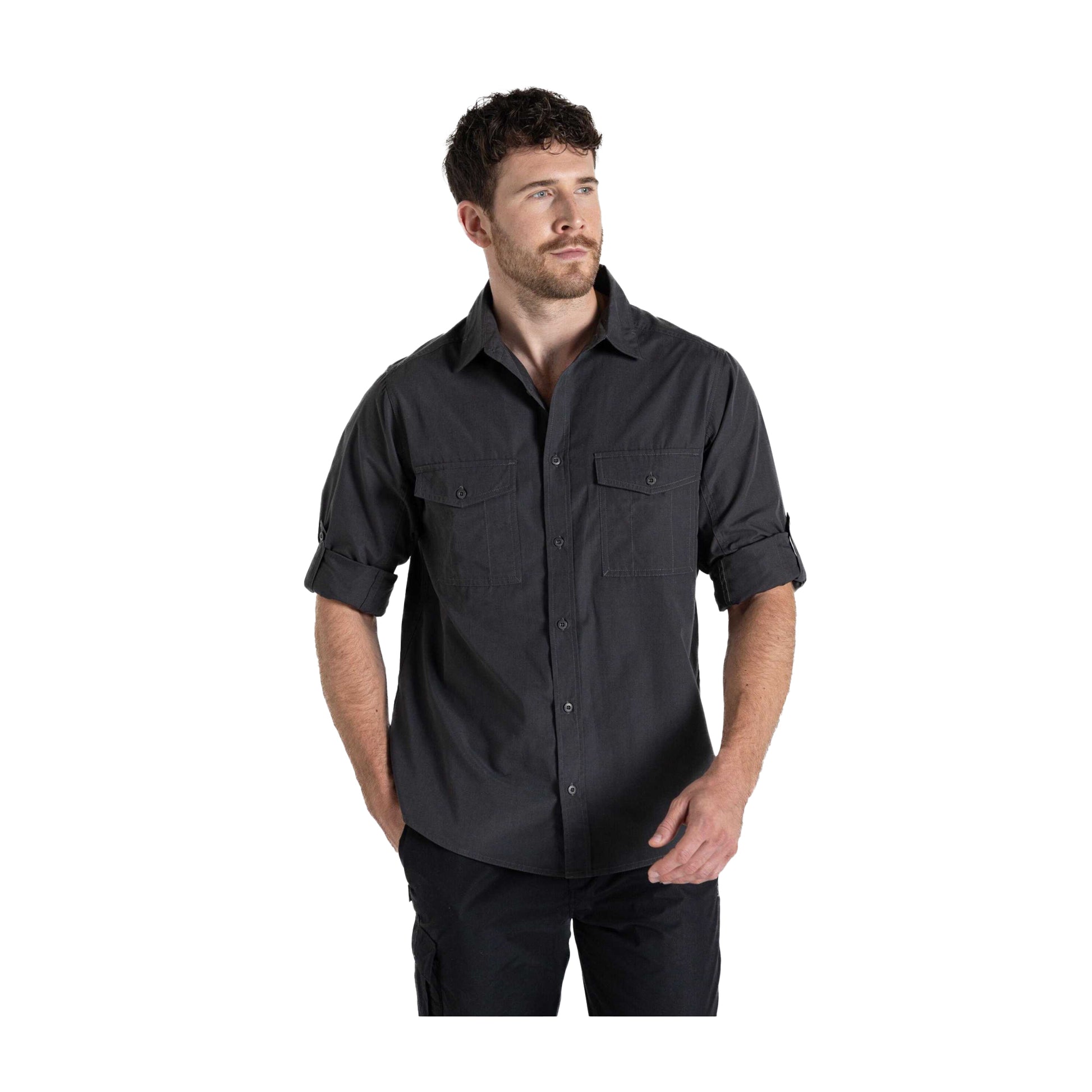 Carbon Grey - Pack Shot - Craghoppers Expert Mens Kiwi Long-Sleeved Shirt