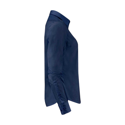 Navy - Side - James Harvest Womens-Ladies Acton Shirt