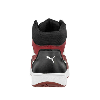Black-White-Red - Back - Puma Safety Mens Frontcourt Leather Mid Cut Trainers