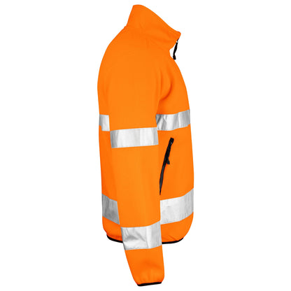 Orange - Side - Jobman Mens Hi-Vis Fleece Jacket