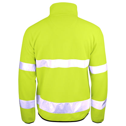 Yellow - Back - Jobman Mens Hi-Vis Fleece Jacket