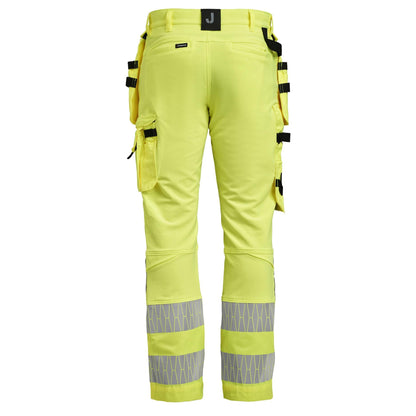 Yellow-Black - Back - Jobman Mens Craftsman Stretch Hi-Vis Trousers