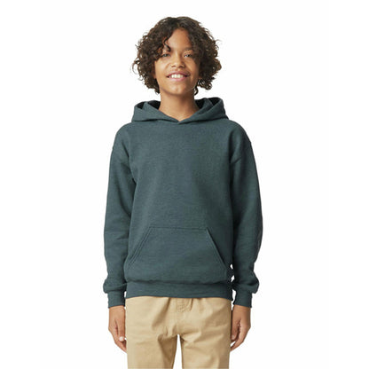 Dark Heather - Back - Gildan Childrens-Kids Fleece Midweight Hoodie