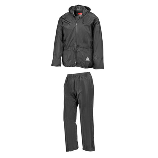 Black - Front - Result Mens Waterproof Jacket and Trousers Set