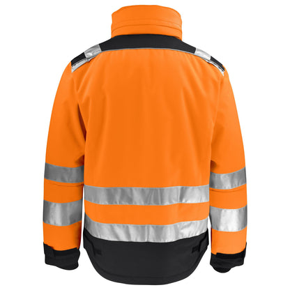 Orange-Black - Back - Jobman Mens Star Hi-Vis Winter Jacket