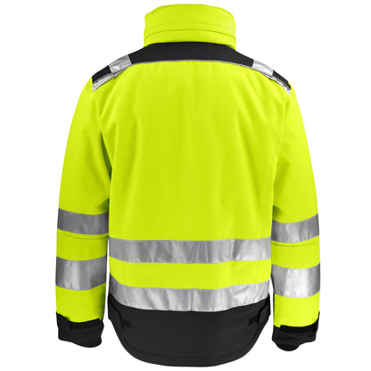 Yellow-Black - Back - Jobman Mens Star Hi-Vis Winter Jacket