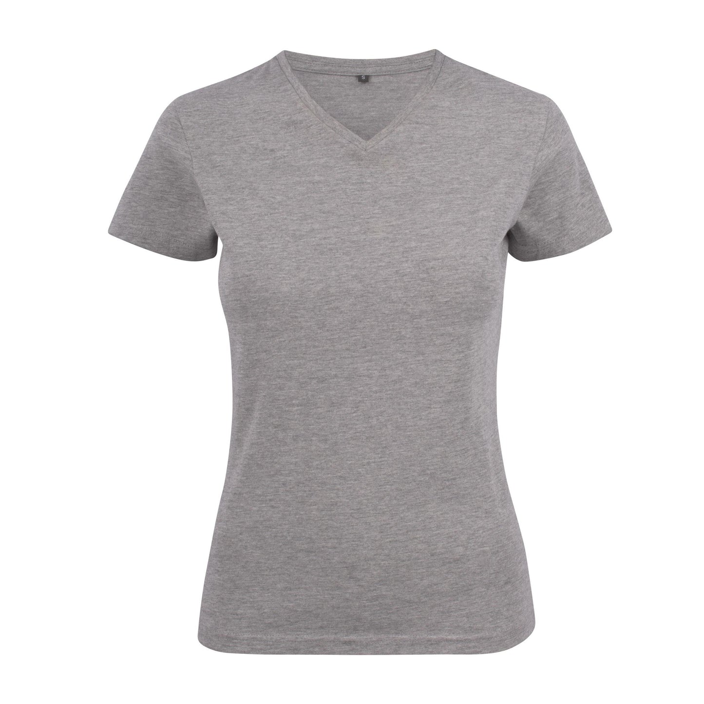 Grey Melange - Front - Printer Womens-Ladies Heavy V Neck T-Shirt