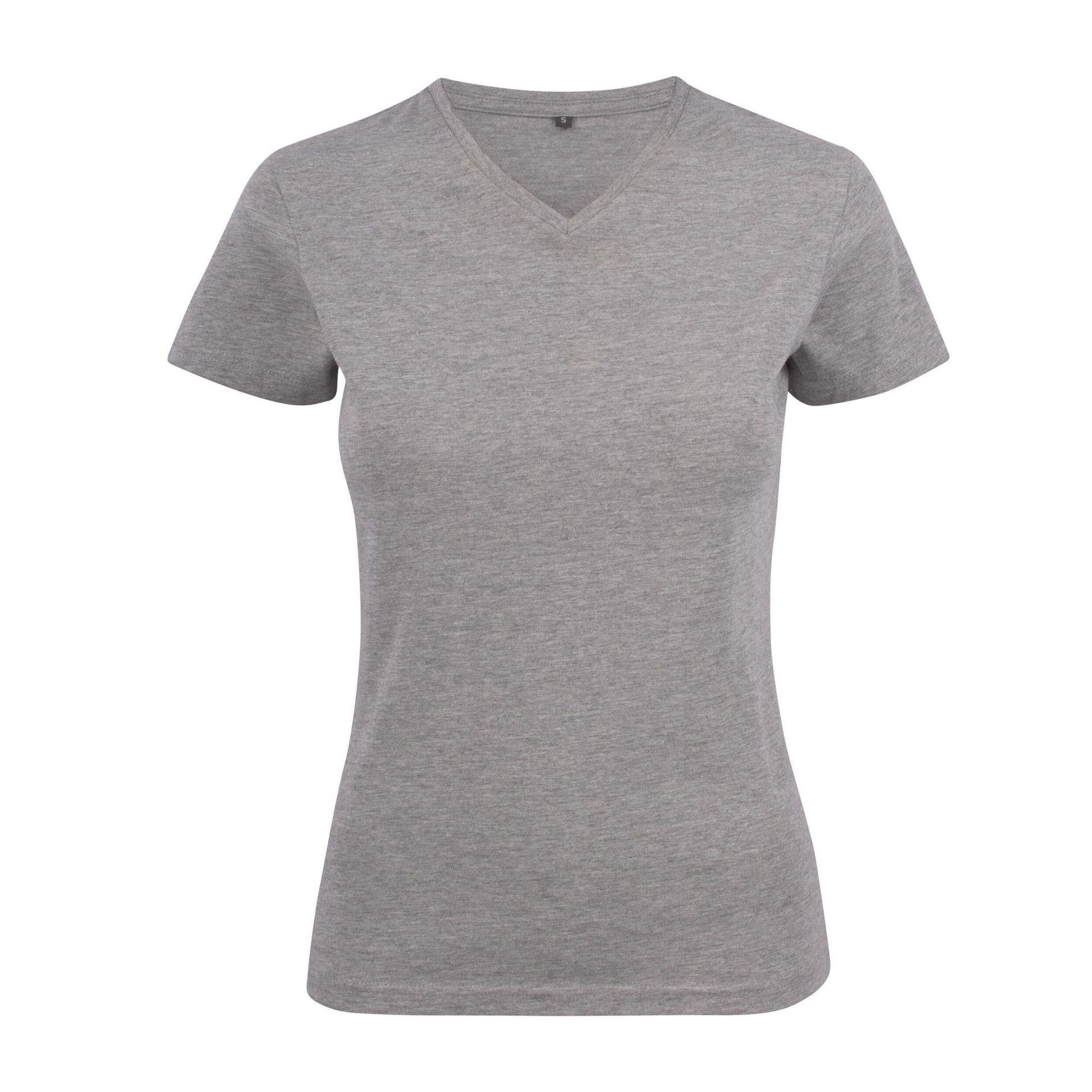 Grey Melange - Front - Printer Womens-Ladies Heavy V Neck T-Shirt