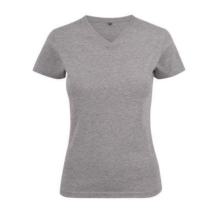Grey Melange - Front - Printer Womens-Ladies Heavy V Neck T-Shirt