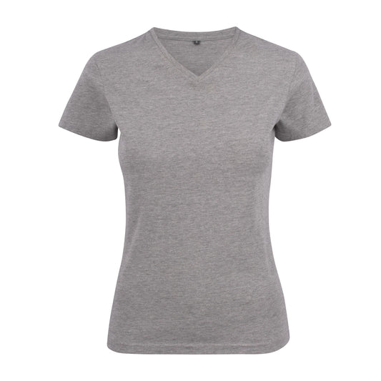 Grey Melange - Front - Printer Womens-Ladies Heavy V Neck T-Shirt