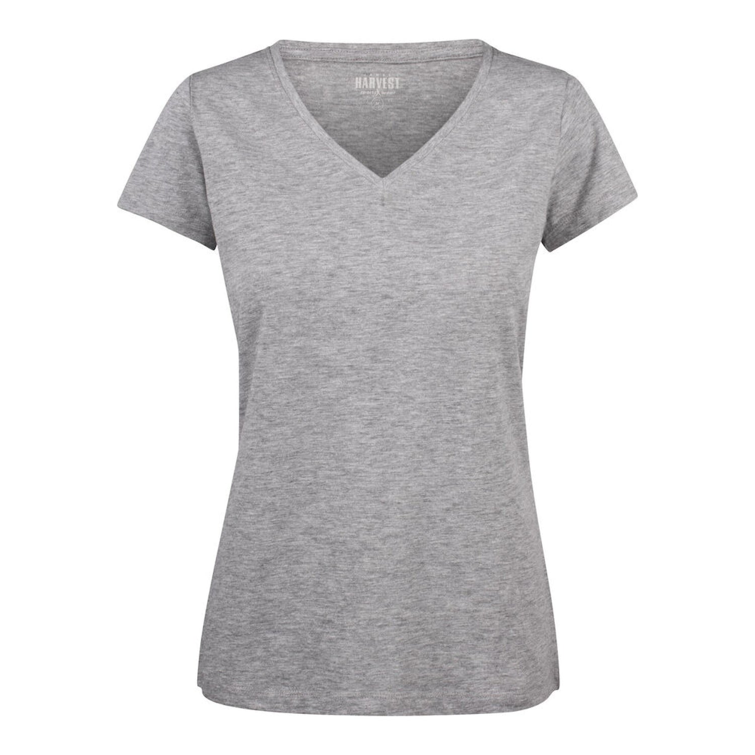 Grey Melange - Front - James Harvest Womens-Ladies Whailford V Neck T-Shirt