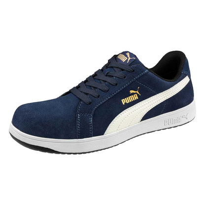 Navy - Front - Puma Safety Mens Iconic Suede Low Trainers