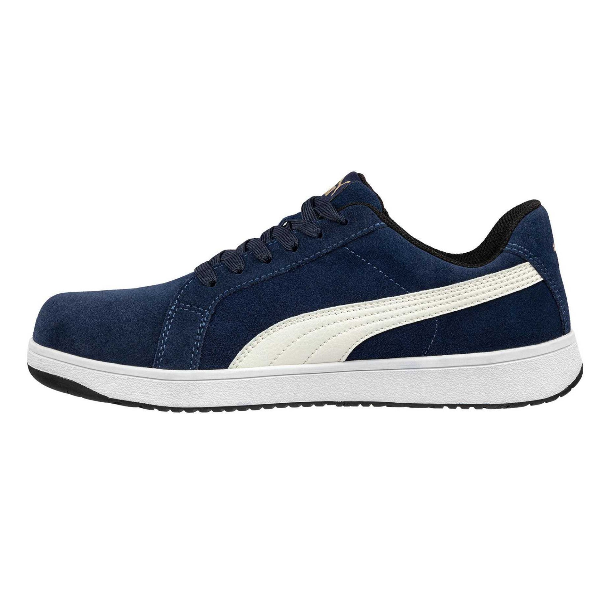 Navy - Side - Puma Safety Mens Iconic Suede Low Trainers