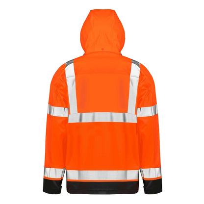 Fluorescent Orange-Black - Back - Result Recycled Mens Prism PU Heavy Duty Jacket