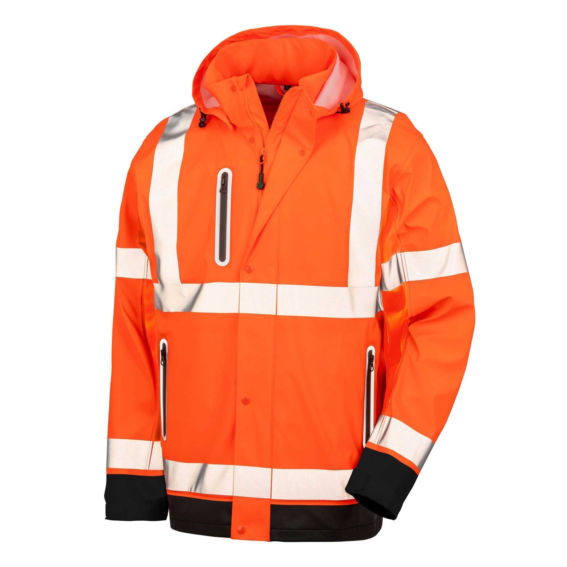 Fluorescent Orange-Black - Front - Result Recycled Mens Prism PU Heavy Duty Jacket
