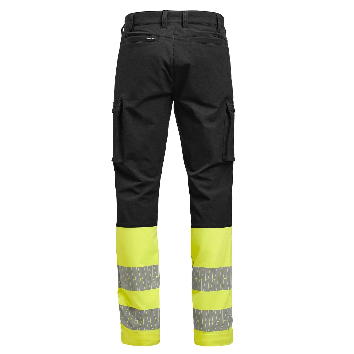 Black-Yellow - Back - Jobman Mens Service Stretch Hi-Vis Trousers