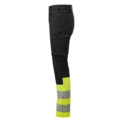 Black-Yellow - Lifestyle - Jobman Mens Service Stretch Hi-Vis Trousers