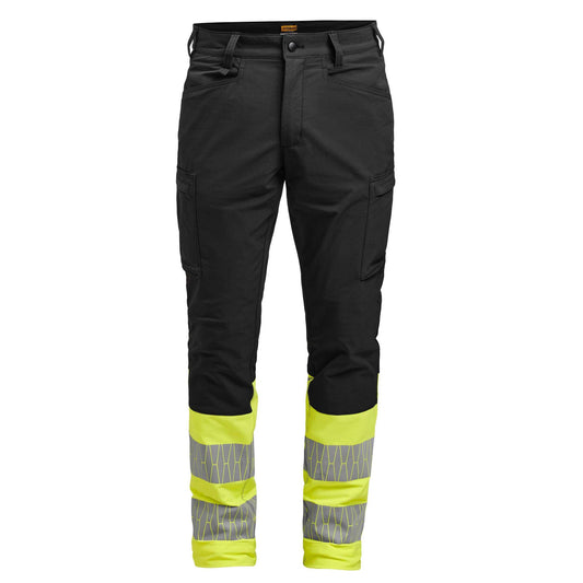 Black-Yellow - Front - Jobman Mens Service Stretch Hi-Vis Trousers