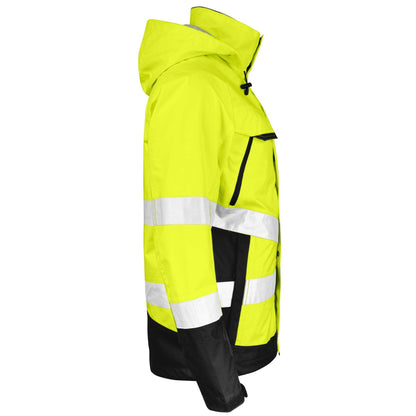 Yellow-Black - Side - Jobman Mens Shell Hi-Vis Jacket