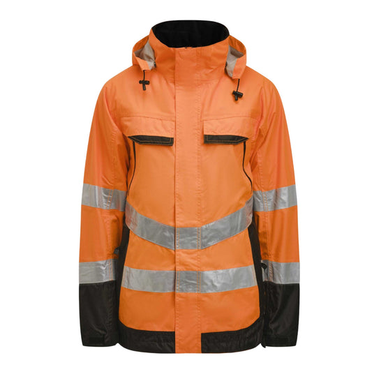 Orange-Black - Front - Jobman Mens Shell Hi-Vis Jacket
